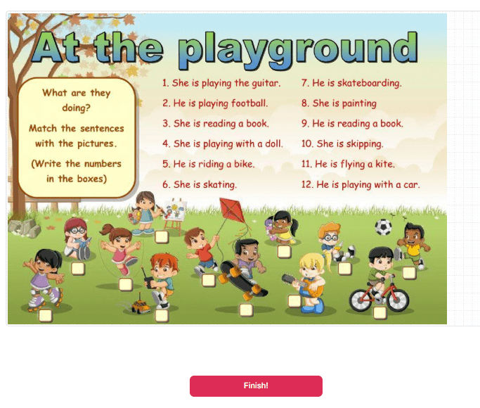 At The Playground / What are they doing? Worksheet by Victor Gayol